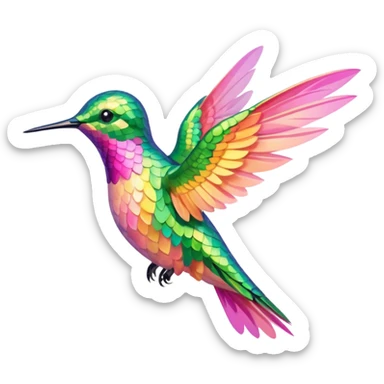 peach pink and yellow-green humming bird sticker