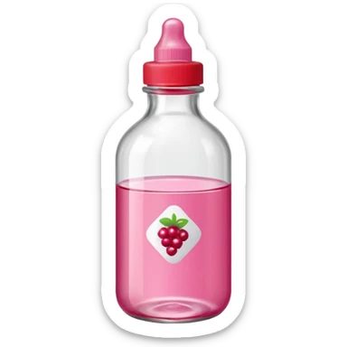 realistic Johnson and Johnson style bottle pink cap pink logo clear bottle with berry party logo with diddy oil and a berry on top bottle sticker