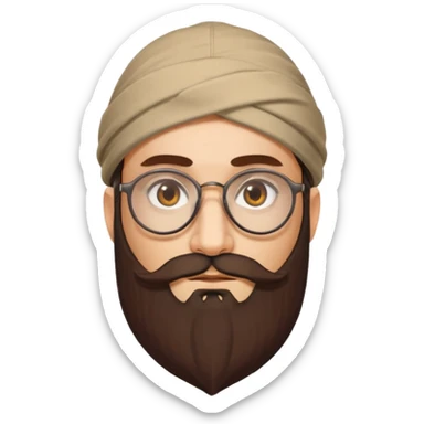 A kashmiri  criminal daku whose white face is somewhat triangular and  wears specs and has brown golden eyes with sticker