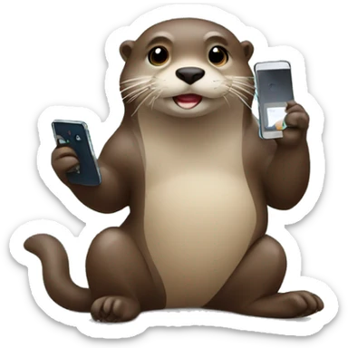 Otter chilling with phone sticker
