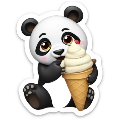Panda eating ice cream sticker