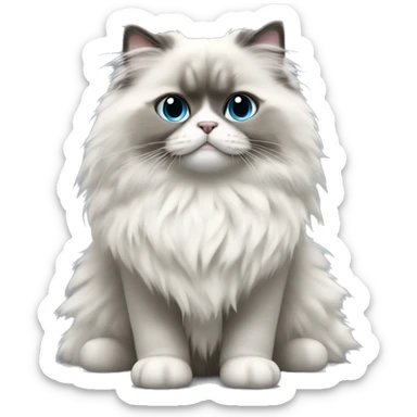Fluffy full body ragdoll with grey face  sticker
