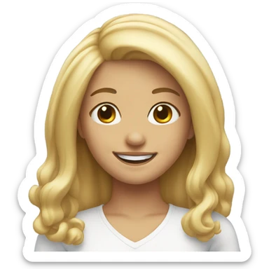 smiling girl with medium length blonde hair sticker