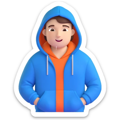 Mr. Beast wearing a blue hoodie with a cheerful expression sticker