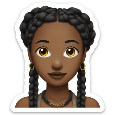black woman with black boho braids and crop top no necklace  sticker