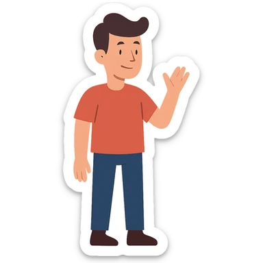 flat toon style young man sticker