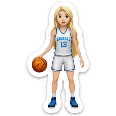 full body white female basketball head coach with long blonde hair  sticker