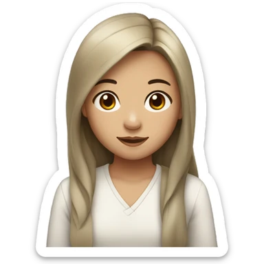 Small Asian girl with tan skin, brown eyes, and long black hair sticker