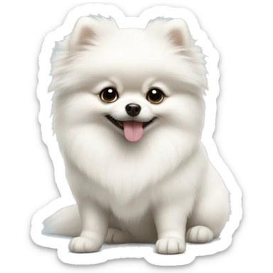 White baby Pomeranian  sticker