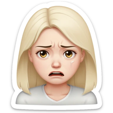 angry and sad crying woman who avoid the communication sticker