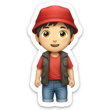 korean boy with red hat sticker