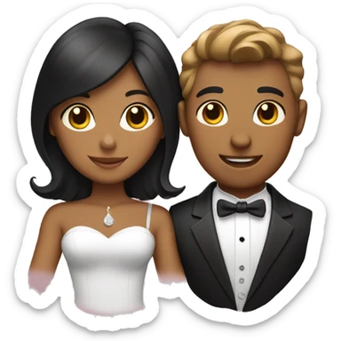 a couple with a tuxedo cat  sticker