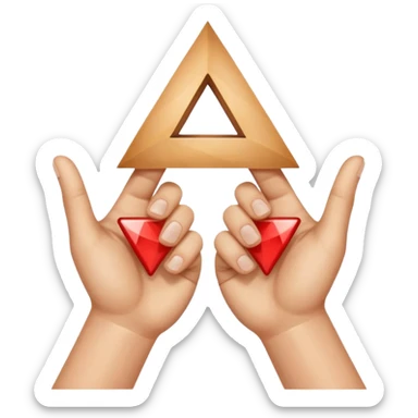 Similar to the heart hands emoji, this emoji should show a triangle created by the fingers of the hands where the two thumbs form the first side of the triangle and the remaining four fingers of each hand create one side each sticker