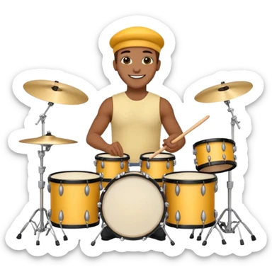 yellow drummer at drum kit sticker