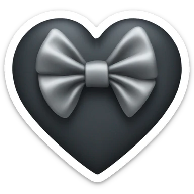 Black heart with big grey bow sticker