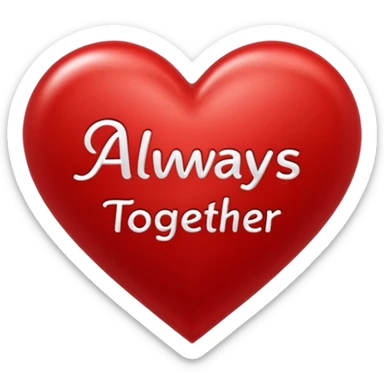 Words "Always Together" heart shaped sticker