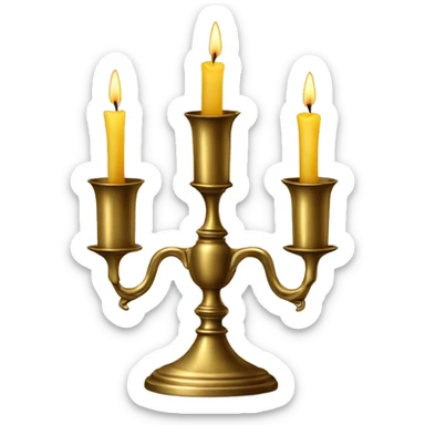 brass vintage candlestick for three candles  sticker