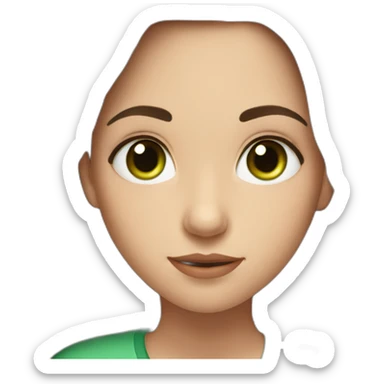 brunet girl with long brown hair and green eyes sticker