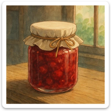 realistic jam jar, cozy, homemade sticker