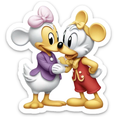 Mickey Mouse kissing Daisy Duck  sticker
