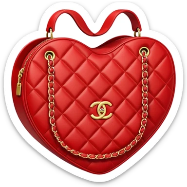 chanel heart red color bag sticker