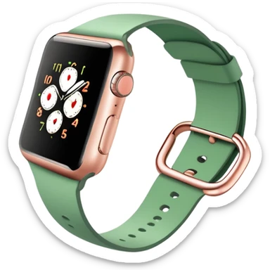 rose gold apple watch with green band sticker