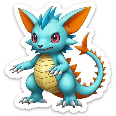 randomly-colored edgy kawaii Fakémon-Pokémon-Digimon-creature (full body) sticker