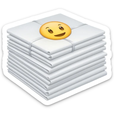 neatly stacked bundle of A4 white sheets, squared edges, slight shadowing, soft lighting, subtle shadows, emoji scale sticker