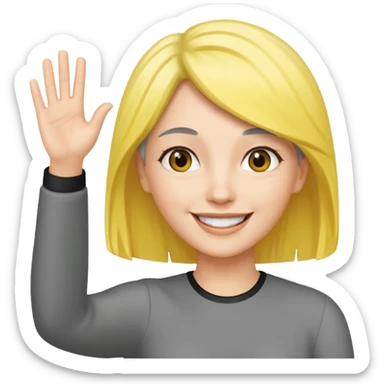 woman with gray and yellow hair smiling and waving her hand  sticker