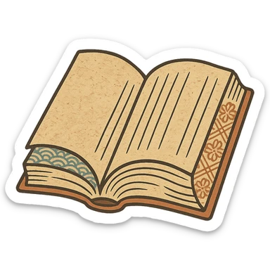book emoji, classic Japanese ukiyo-e style sticker