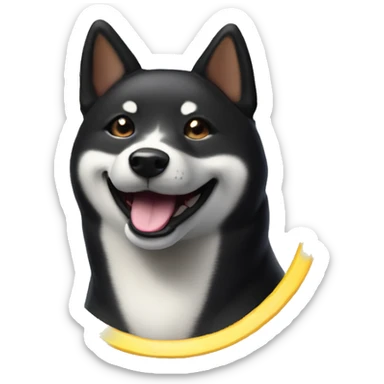 Black Shiba Inu smiling face with halo up sticker