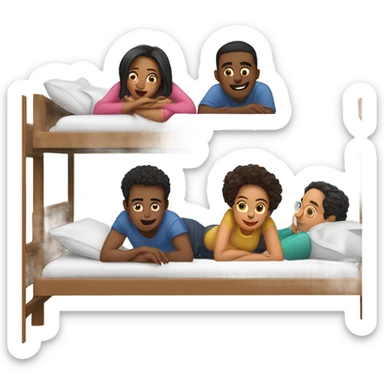 5 people in upper bunk bed  sticker