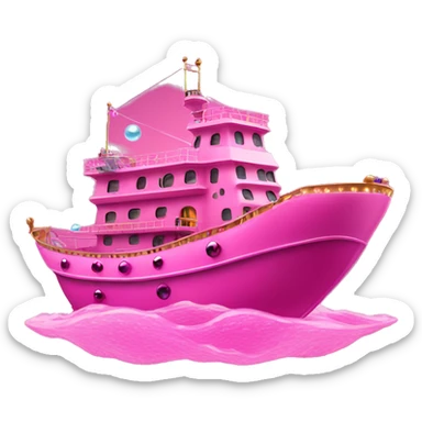 Pink ship In water with Disco Balls  sticker