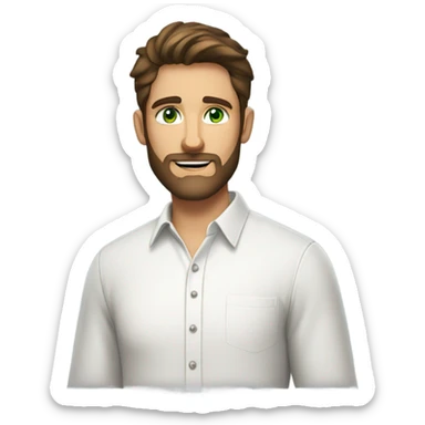 handsome optimist brunette man and beard green eyes wearing white button down shirt  sticker