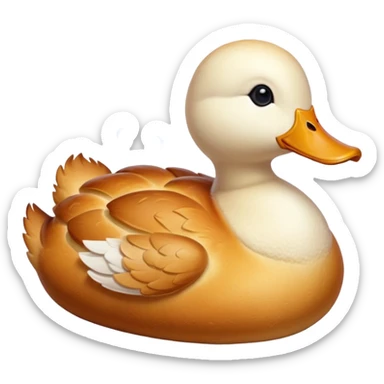 freshly baked bread in the shape of a duck, steaming hot, golden crust sticker