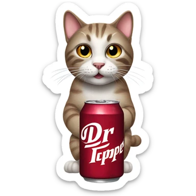 cat drinking Dr Pepper  sticker