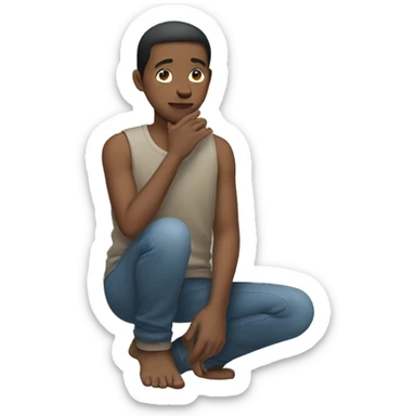 Person putting hand palm on knees while standing sticker