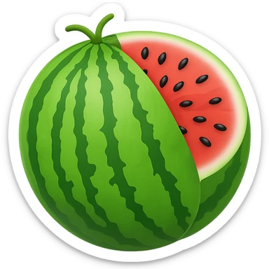 Resize the watermelon emoji to be smaller, targeting a file size of 50-100kb, with no background. sticker