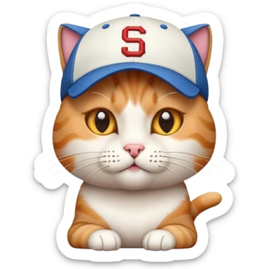 cat wearing a baseball cap sticker
