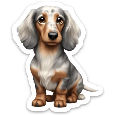 light Merle long haired Dachshund full body sticker