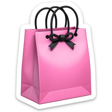 Pink Gift bag with black rope bow  sticker