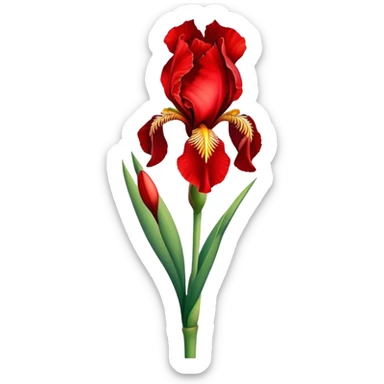 single Bright Red Iris, straight stem sticker
