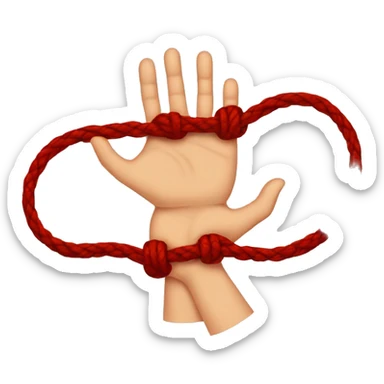 two hands bond with a worn red thread  sticker