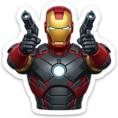 Iron Man version réaliste en noir et rouge, uniquement avec des canons, version Ironman sur ses épaules sticker