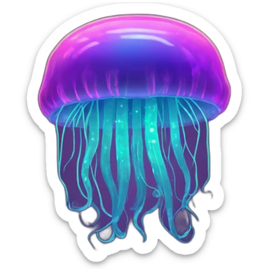 neon trippy jellyfish sticker