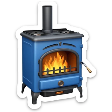 blue wood burning stove sticker