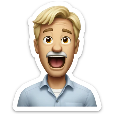 right view of mad Australian dad shouting lines coming out in his mouth sticker