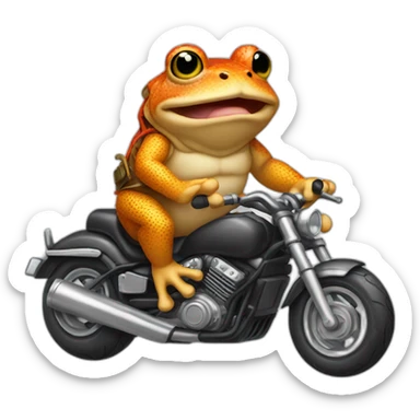 Toad in motorbike with rock and roll style sticker