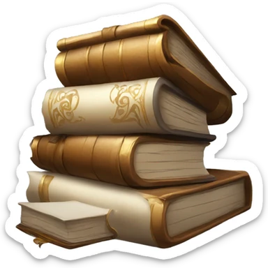 pile of books and scrolls, dungeons and dragons sticker