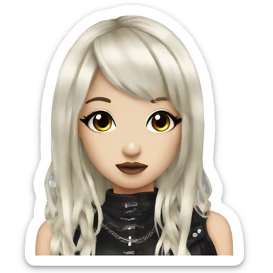 hime gyaru girl, black hair, dark makeup, punk clothes sticker